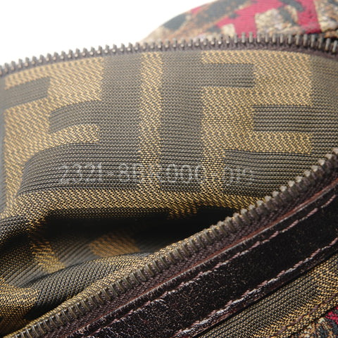 FENDI Nylon Zucca bird print Mamma Bucket Shoulder Bag black WS26688