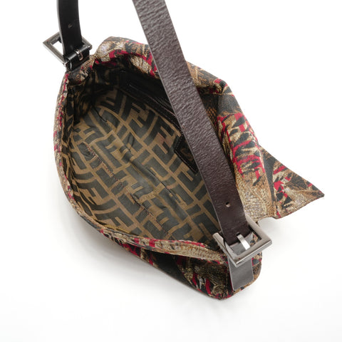 FENDI Nylon Zucca bird print Mamma Bucket Shoulder Bag black WS26688