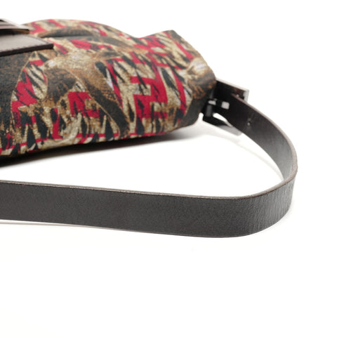 FENDI Nylon Zucca bird print Mamma Bucket Shoulder Bag black WS26688