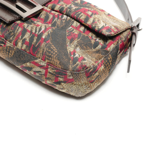 FENDI Nylon Zucca bird print Mamma Bucket Shoulder Bag black WS26688