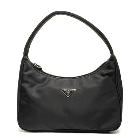 PRADA Nylon Mini Hobo Handbag black WS26690