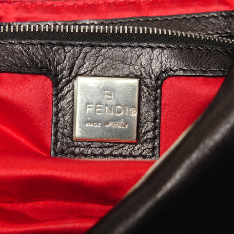FENDI Lambskin Leather Mamma Bucket Shoulder Bag black WS26691