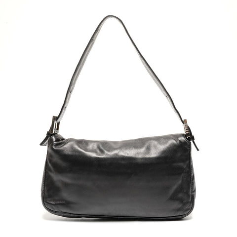 FENDI Lambskin Leather Mamma Bucket Shoulder Bag black WS26691