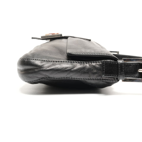 FENDI Lambskin Leather Mamma Bucket Shoulder Bag black WS26691