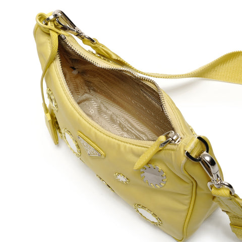 PRADA Nylon Dot Mirror Re-Edition 2005 Shoulder Bag yellow WS26692