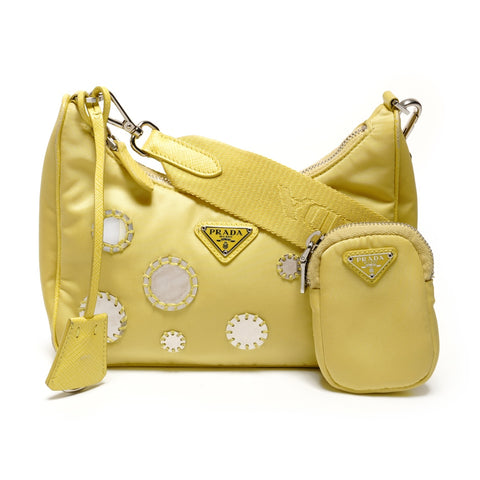 PRADA Nylon Dot Mirror Re-Edition 2005 Shoulder Bag yellow WS26692