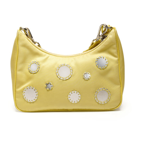 PRADA Nylon Dot Mirror Re-Edition 2005 Shoulder Bag yellow WS26692