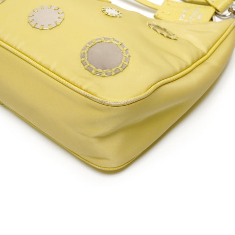 PRADA Nylon Dot Mirror Re-Edition 2005 Shoulder Bag yellow WS26692