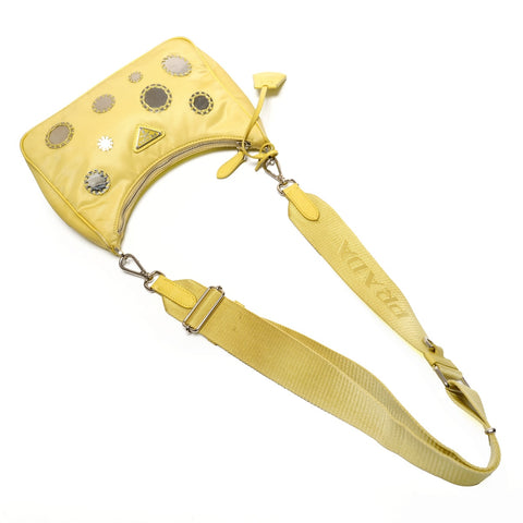 PRADA Nylon Dot Mirror Re-Edition 2005 Shoulder Bag yellow WS26692