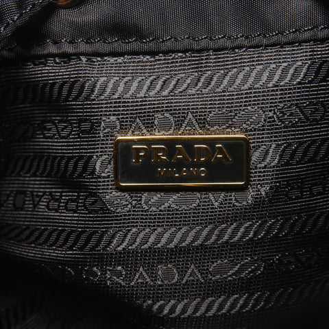 PRADA Duet 2-way nylon bucket bag with triangle logo, 1BH038, drawstring closure Shoulder Bag black WS26693