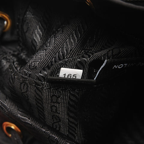 PRADA Duet 2-way nylon bucket bag with triangle logo, 1BH038, drawstring closure Shoulder Bag black WS26693