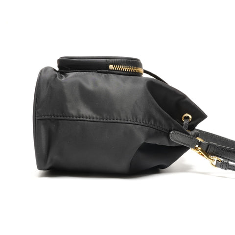 PRADA Duet 2-way nylon bucket bag with triangle logo, 1BH038, drawstring closure Shoulder Bag black WS26693