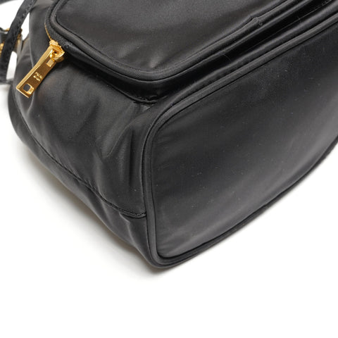 PRADA Duet 2-way nylon bucket bag with triangle logo, 1BH038, drawstring closure Shoulder Bag black WS26693