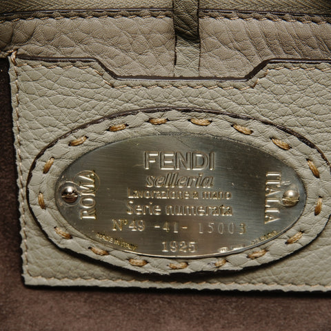 FENDI Selleria Mamma Bucket Leather Silver Metal Shoulder Bag gray WS26694