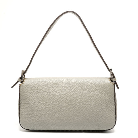 FENDI Selleria Mamma Bucket Leather Silver Metal Shoulder Bag gray WS26694