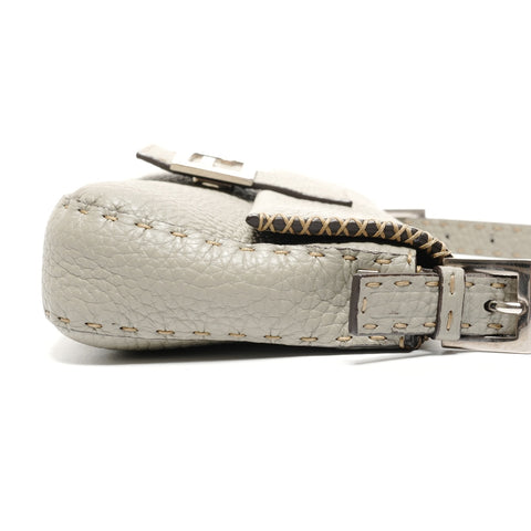 FENDI Selleria Mamma Bucket Leather Silver Metal Shoulder Bag gray WS26694