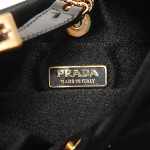 PRADA Nylon Mini Chain Accessory Pouch One Belt Shoulder Bag black WS26697