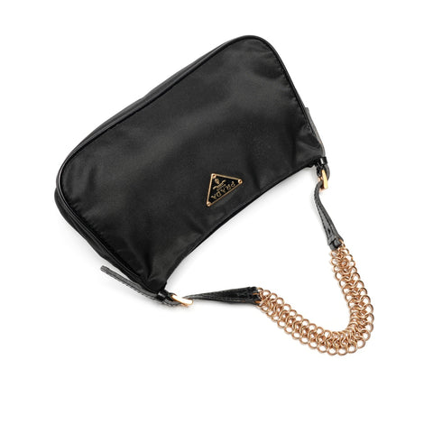 PRADA Nylon Mini Chain Accessory Pouch One Belt Shoulder Bag black WS26697