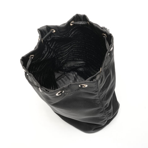 PRADA Nylon Re-Nylon Drawstring Pouch with Triangle Logo 1NS309 Handbag black WS26698