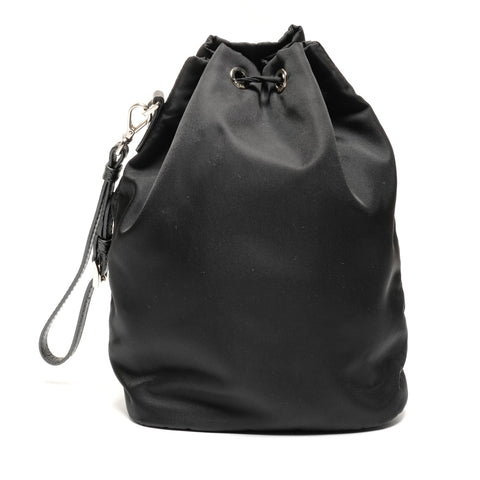 PRADA Nylon Re-Nylon Drawstring Pouch with Triangle Logo 1NS309 Handbag black WS26698