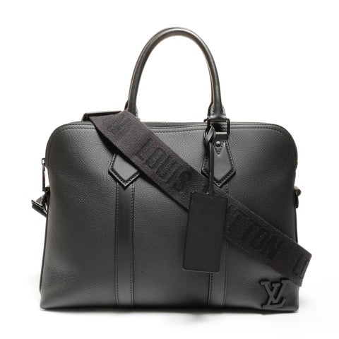 LOUIS VUITTON LV Aerogram Takeoff Leather Briefcase M59159 Business Bag Handbag black WS26703