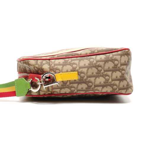 Christian Dior Trotter Rasta Coated Canvas Shoulder Bag Brown WS26706