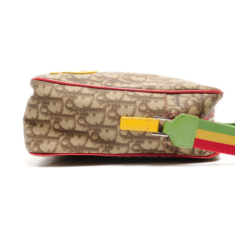 Christian Dior Trotter Rasta Coated Canvas Shoulder Bag Brown WS26706