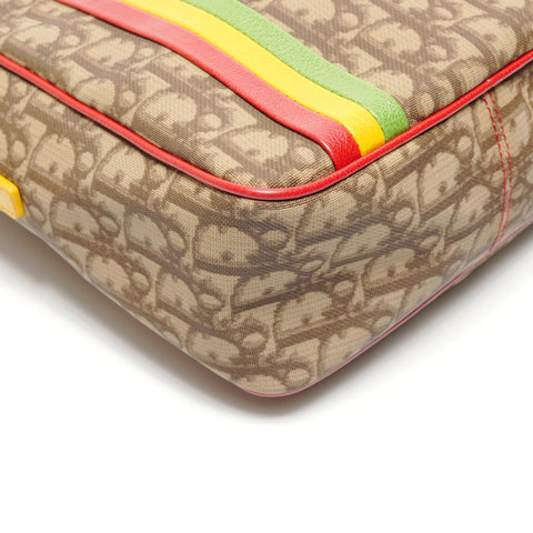 Christian Dior Trotter Rasta Coated Canvas Shoulder Bag Brown WS26706