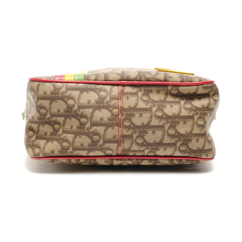 Christian Dior Trotter Rasta Coated Canvas Shoulder Bag Brown WS26706