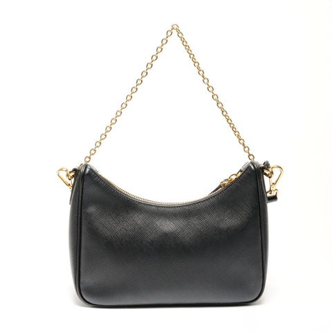 PRADA Saffiano Leather 2-way Triangle Logo Re-Edition 2005 Shoulder Bag black WS26708