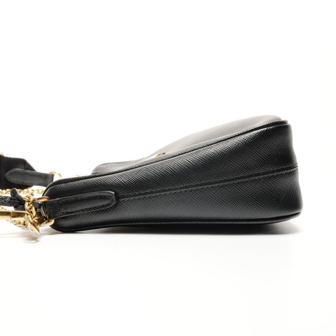 PRADA Saffiano Leather 2-way Triangle Logo Re-Edition 2005 Shoulder Bag black WS26708