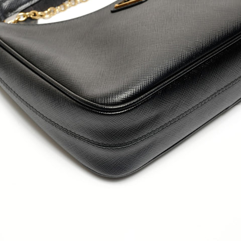 PRADA Saffiano Leather 2-way Triangle Logo Re-Edition 2005 Shoulder Bag black WS26708