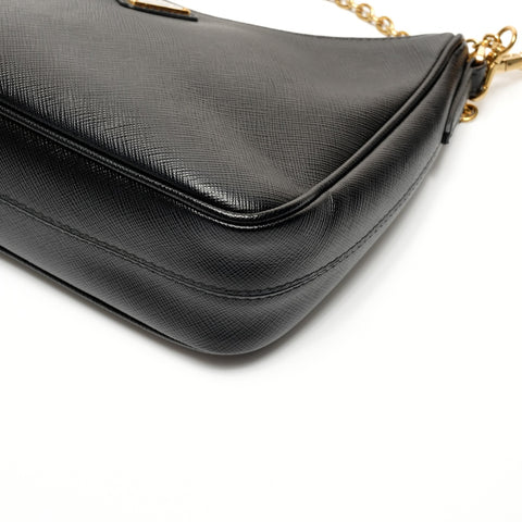 PRADA Saffiano Leather 2-way Triangle Logo Re-Edition 2005 Shoulder Bag black WS26708