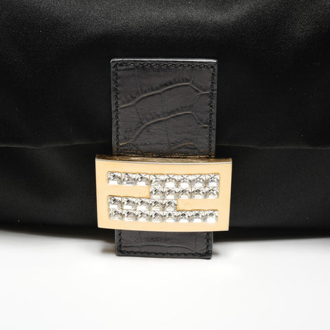 FENDI Satin Mamma Bucket mit Perlen Umhängetasche schwarz WS26709