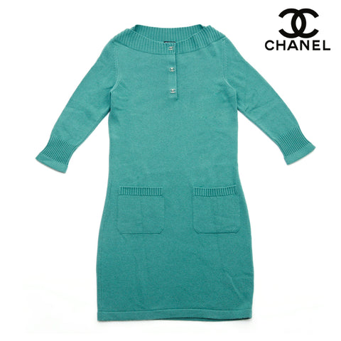 Chanel Triwlock Cashmere迷你尺码38 2010年礼服羊绒绿色WS2670