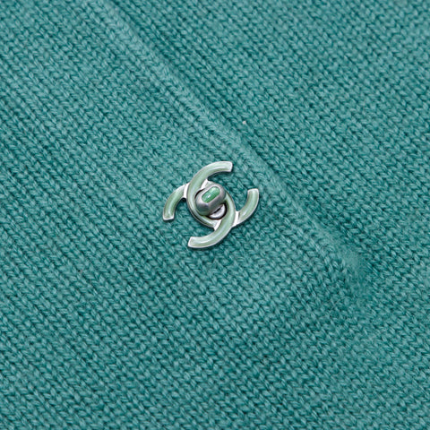 CHANEL turnlock cashmere mini size 38 2010 dress cashmere green WS2670