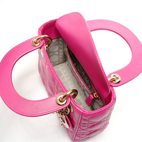 Christian Dior 迷你 Lady Dior 小羊皮 2way 单肩包 粉色 WS26710