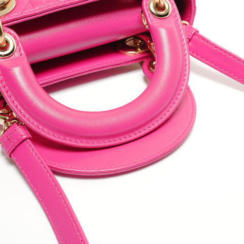 Christian Dior 迷你 Lady Dior 小羊皮 2way 单肩包 粉色 WS26710