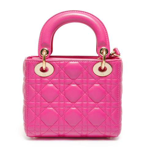 Christian Dior 迷你 Lady Dior 小羊皮 2way 单肩包 粉色 WS26710