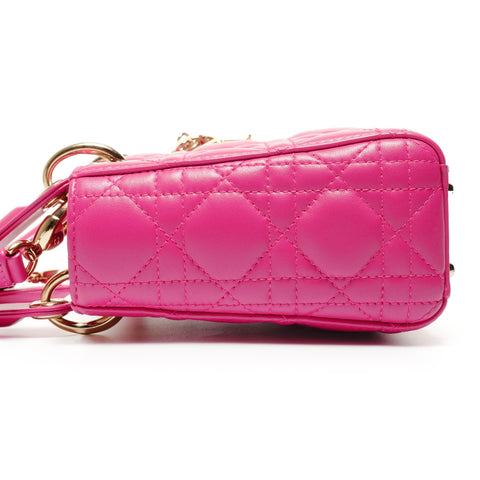 Christian Dior 迷你 Lady Dior 小羊皮 2way 单肩包 粉色 WS26710