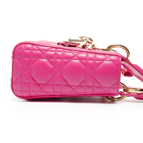 Christian Dior 迷你 Lady Dior 小羊皮 2way 单肩包 粉色 WS26710