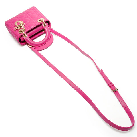 Christian Dior 迷你 Lady Dior 小羊皮 2way 单肩包 粉色 WS26710