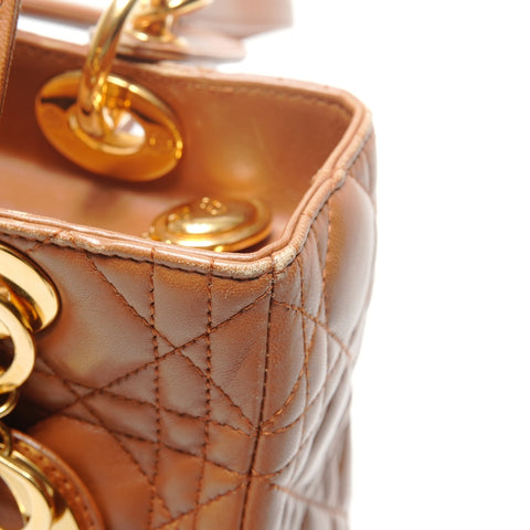 Christian Dior Lady Dior Lambskin 2way Medium Handbag Brown WS26712