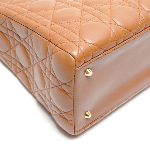 Christian Dior Lady Dior Lambskin 2way Medium Handbag Brown WS26712