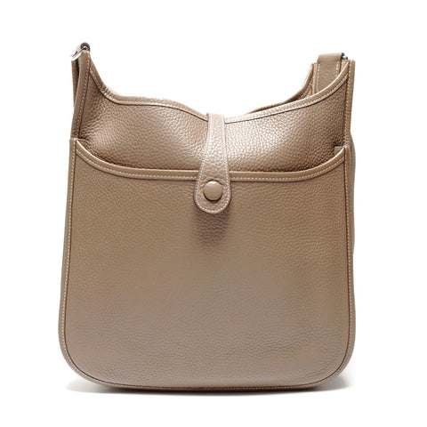 HERMES Leather Evelyn PM � J stamp Made in 2006 Shoulder Bag beige WS26714