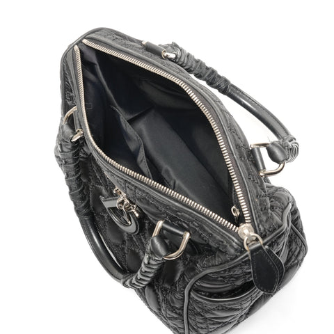 Christian Dior Lovely Nylon Quilted Boston Bag Handbag black WS26717