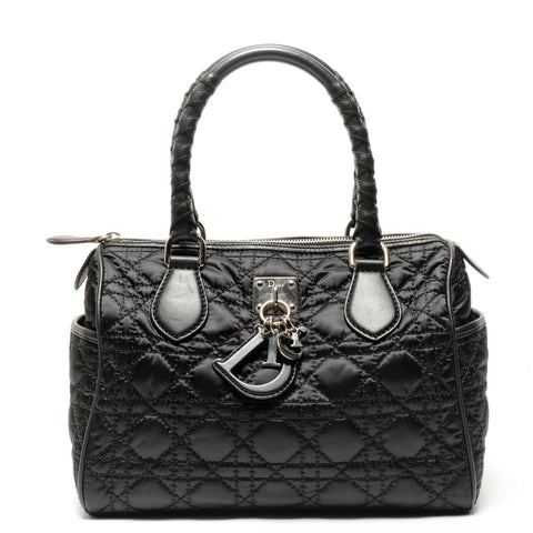 Christian Dior Lovely Nylon Quilted Boston Bag Handbag black WS26717