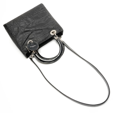 Christian Dior Lady Dior Cannage Nylon Medium 2-way Handbag black WS26718