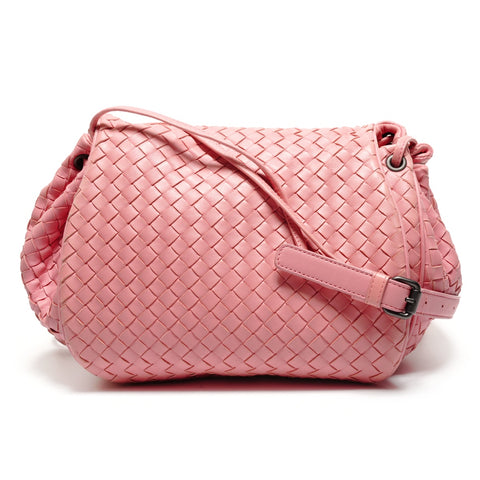 BOTTEGAVENETA INTRECCIATO Flap Leather Shoulder Bag pink WS26719