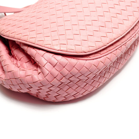 BOTTEGAVENETA INTRECCIATO Flap Leather Shoulder Bag pink WS26719